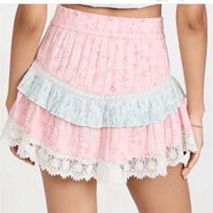 LoveShackFancy Tanisha Ruffle Skirt In Blue Moon Sands